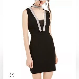 Womens Bebe Embellished Choker Bodycon Dress